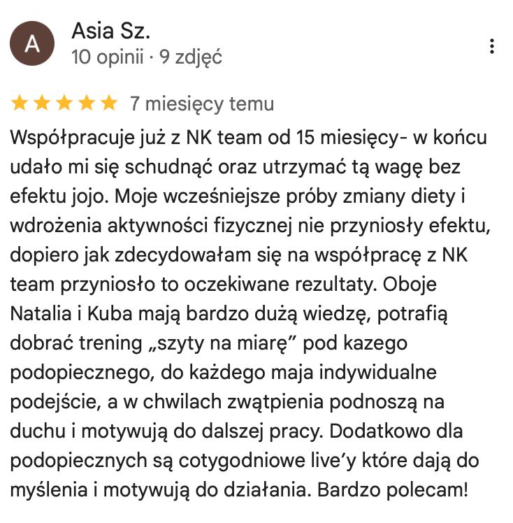 Opinia z Google