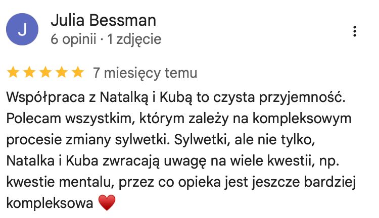 Opinia z Google