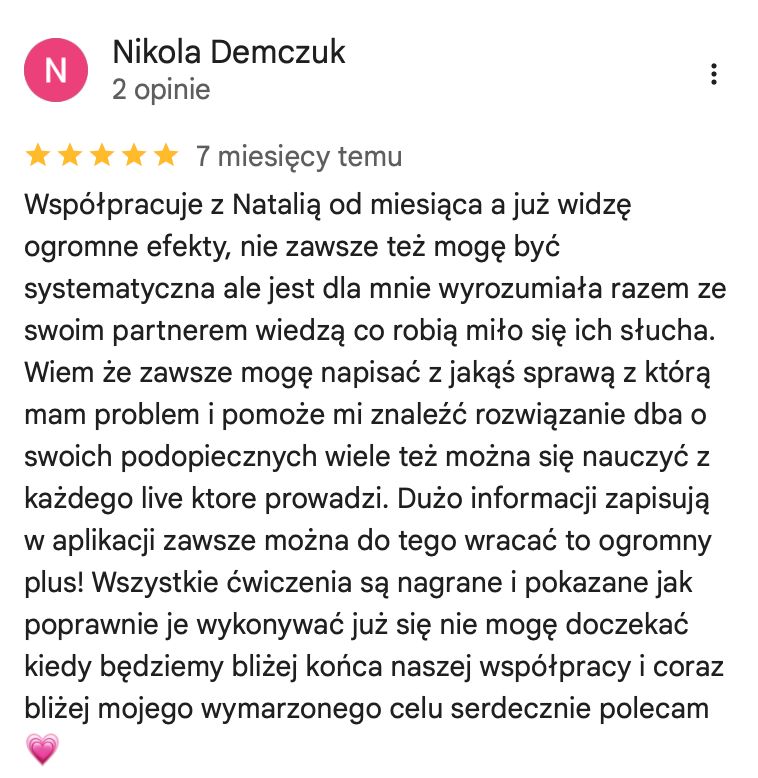 Opinia z Google